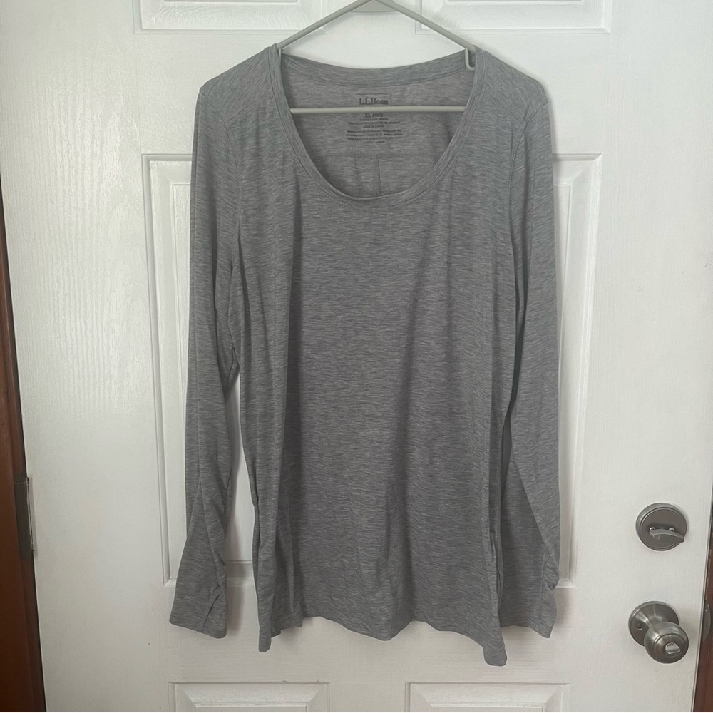 L.L. Bean Gray Long Sleeve Tee Relaxed Fit XL